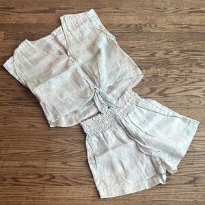 Bella Dahl beach Shorts and Top set pale blue tie dye sleeveless medium NWOT